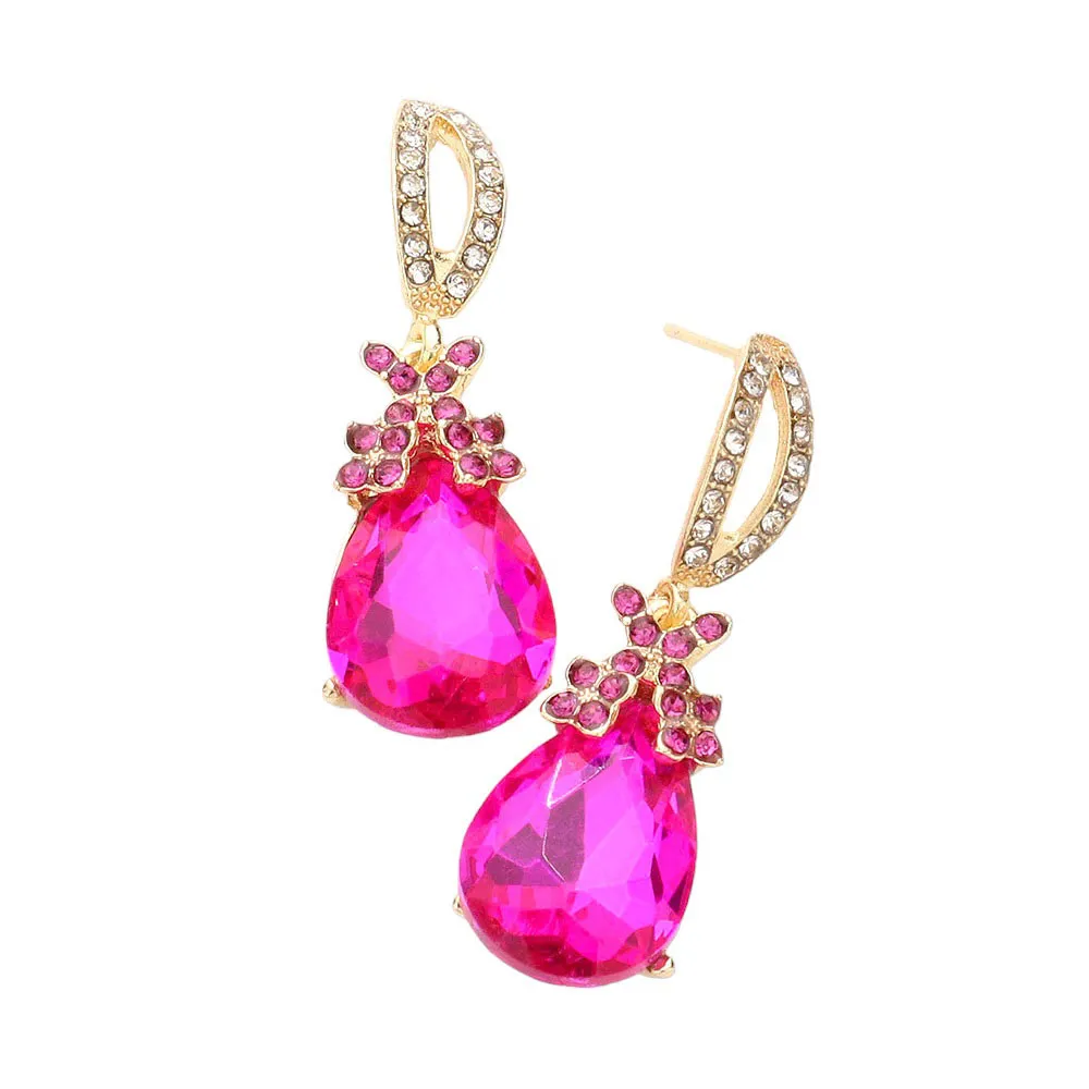 Teardrop Crystal Rhinestone Evening Earrings