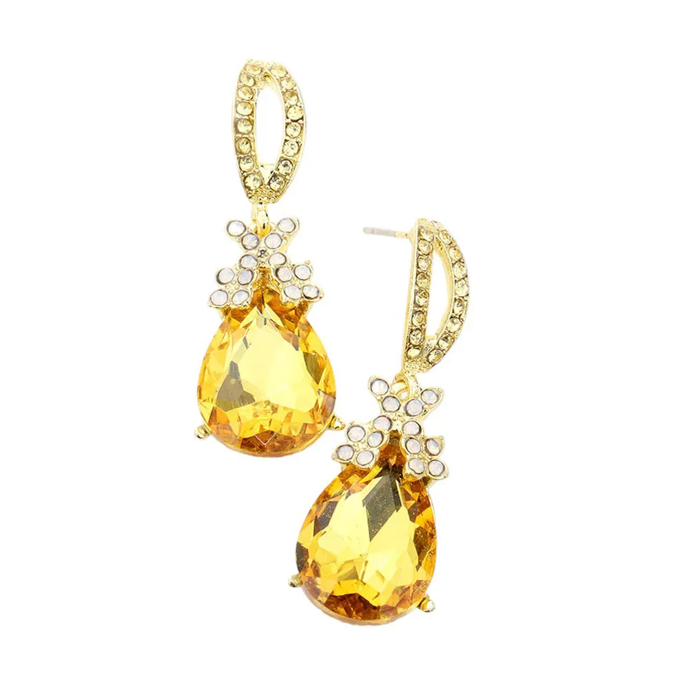 Teardrop Crystal Rhinestone Evening Earrings