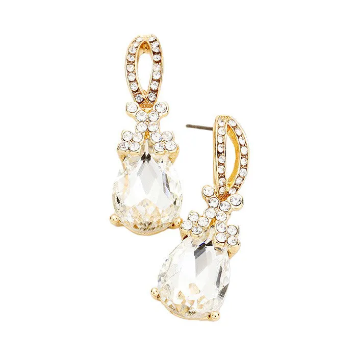 Teardrop Crystal Rhinestone Evening Earrings