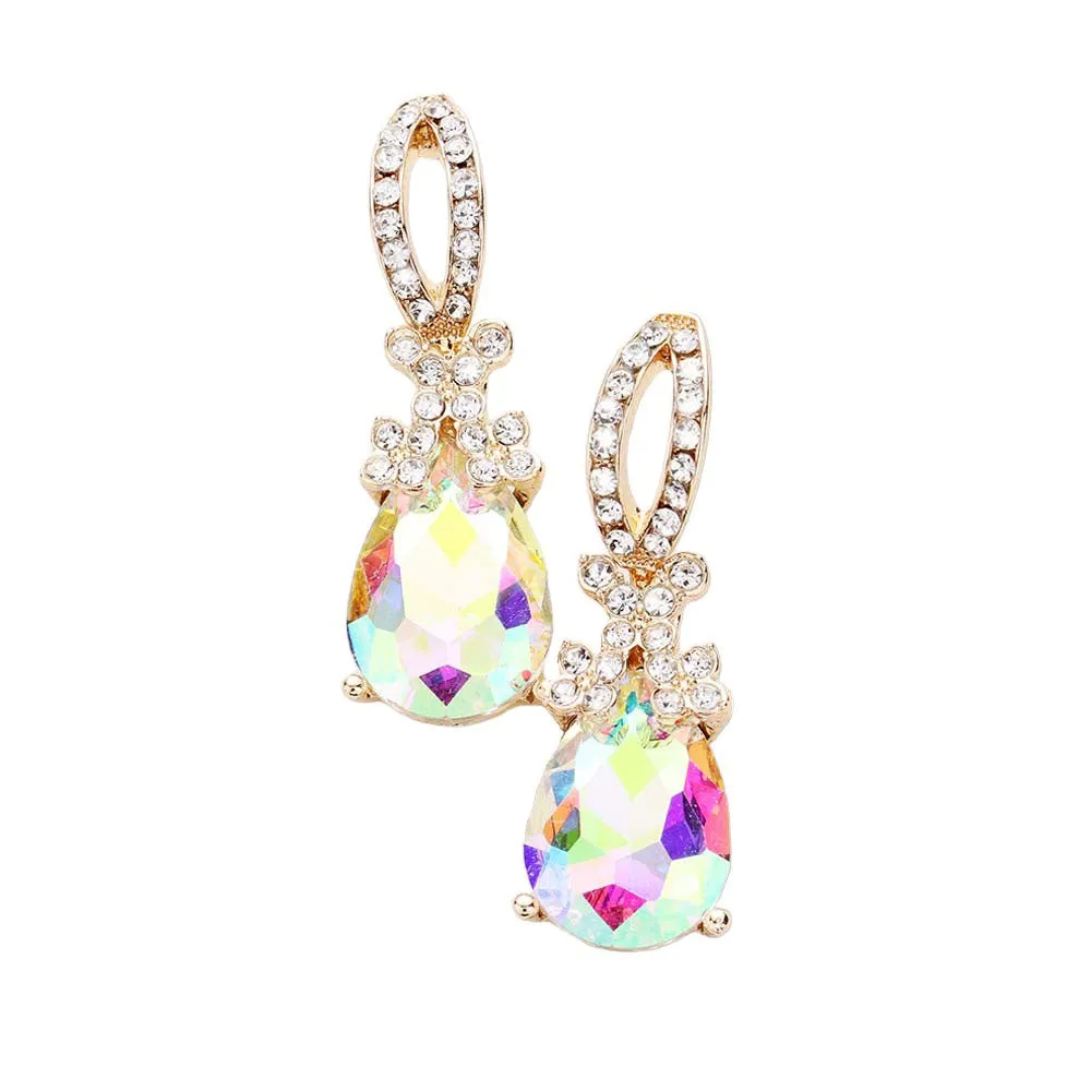 Teardrop Crystal Rhinestone Evening Earrings