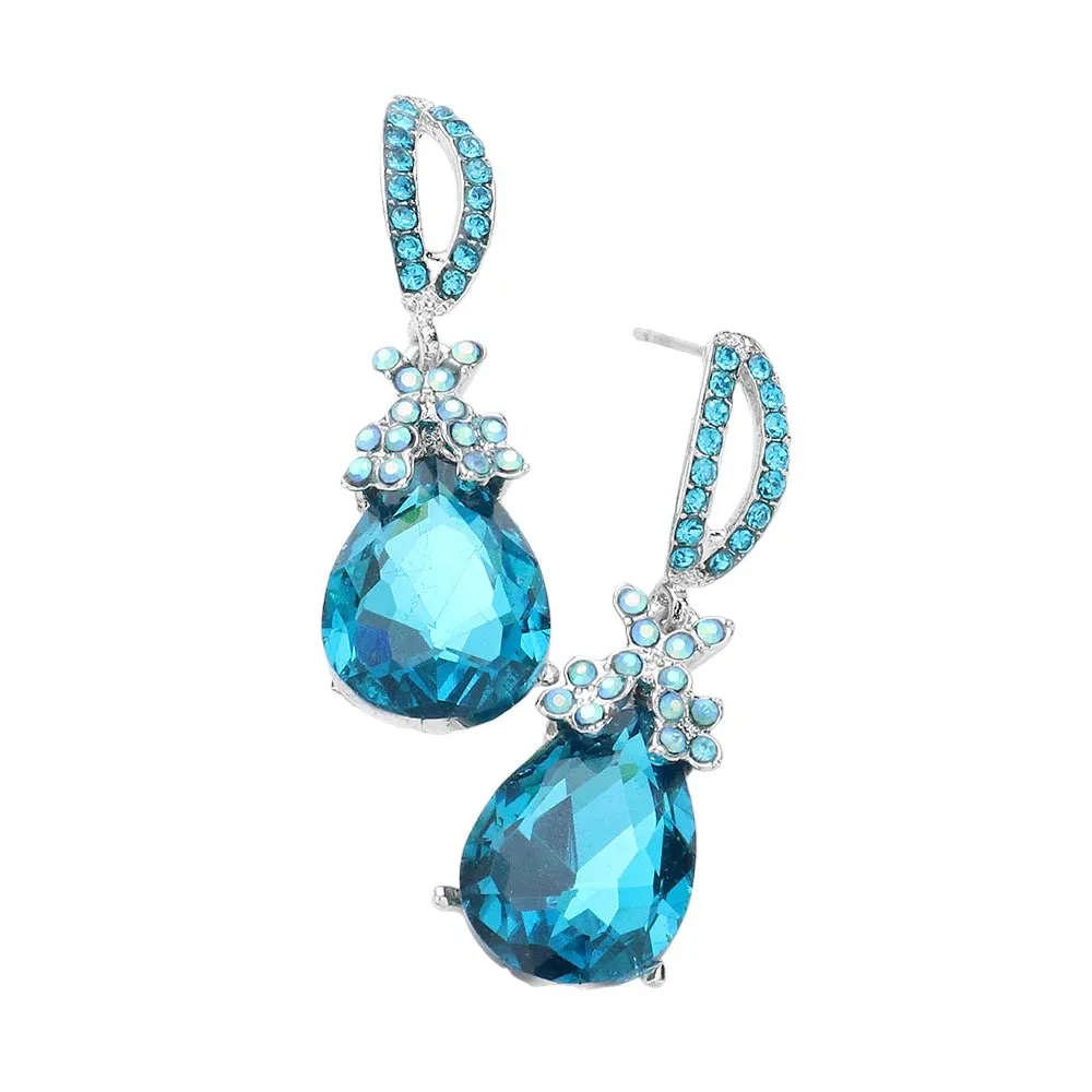 Teardrop Crystal Rhinestone Evening Earrings