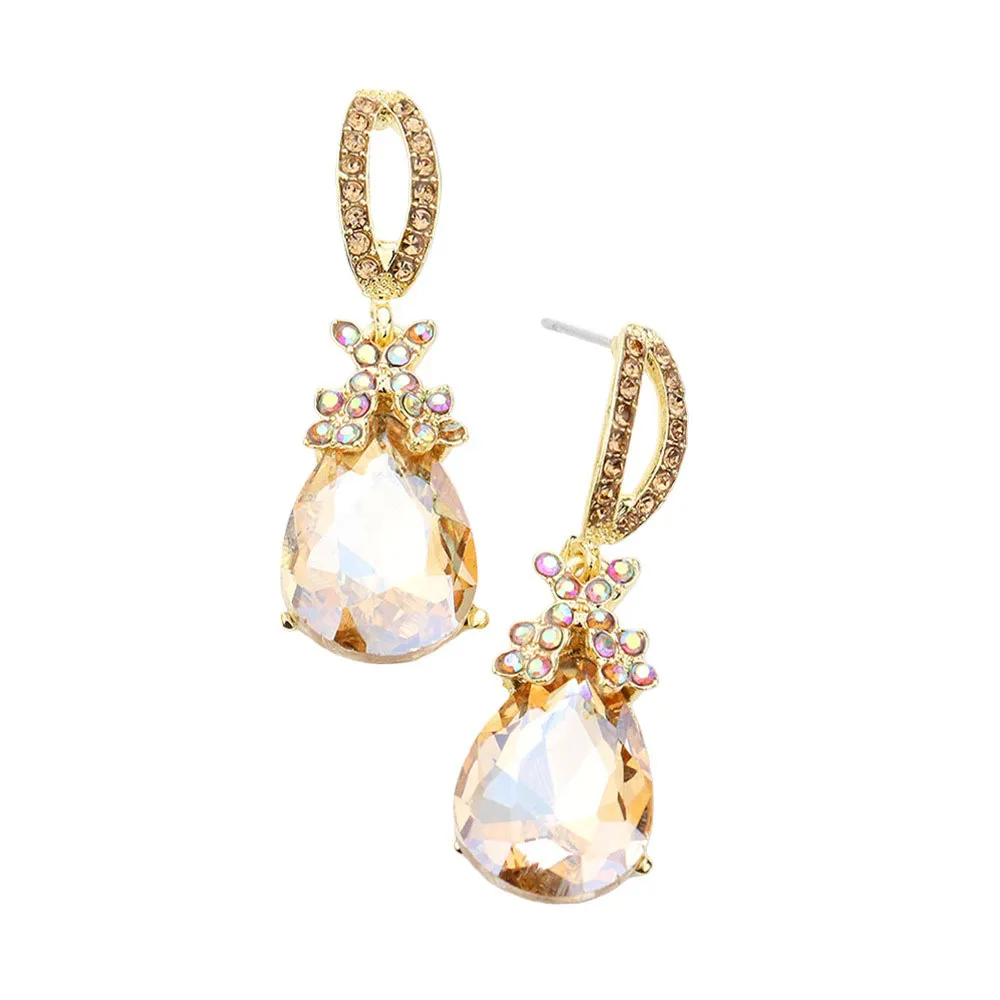 Teardrop Crystal Rhinestone Evening Earrings