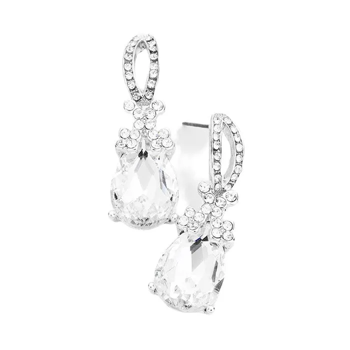 Teardrop Crystal Rhinestone Evening Earrings