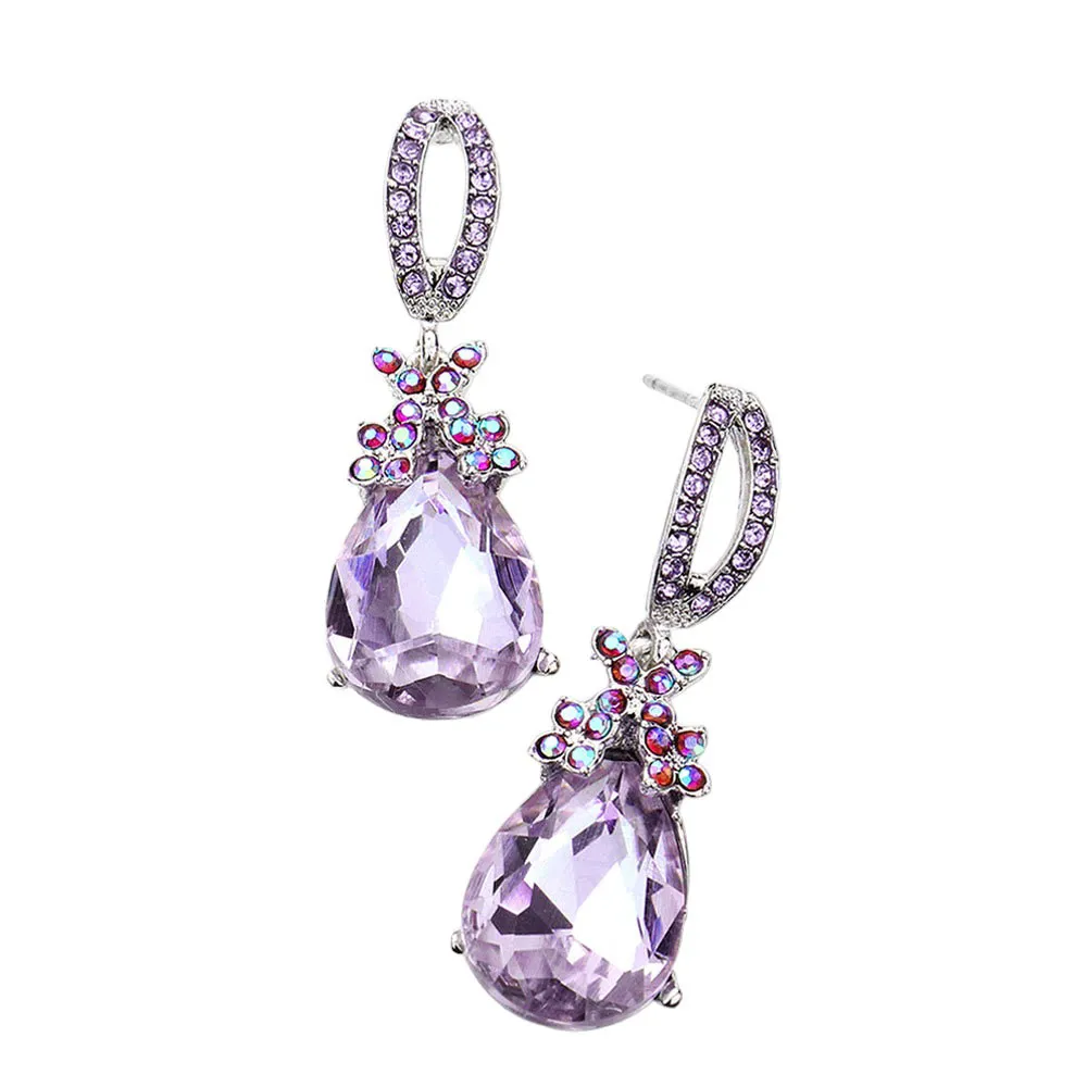 Teardrop Crystal Rhinestone Evening Earrings