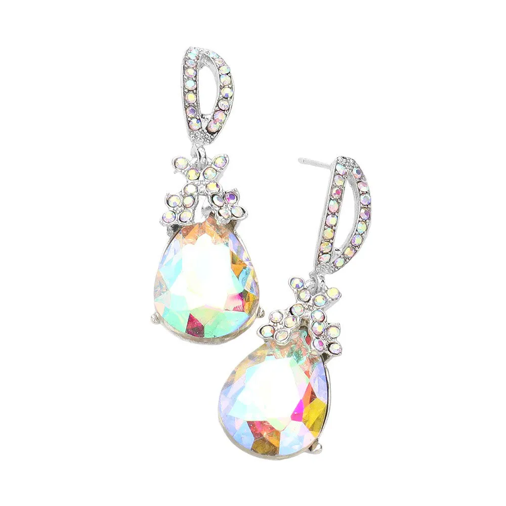 Teardrop Crystal Rhinestone Evening Earrings