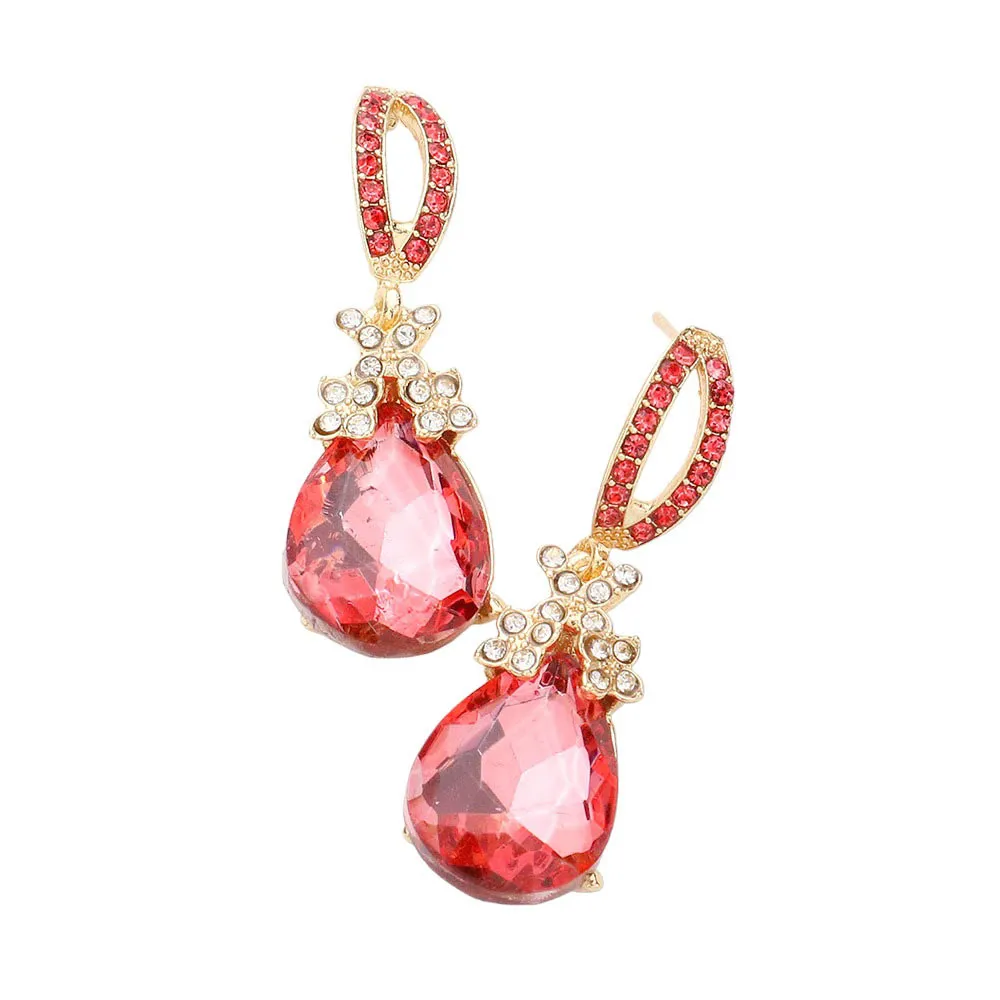 Teardrop Crystal Rhinestone Evening Earrings