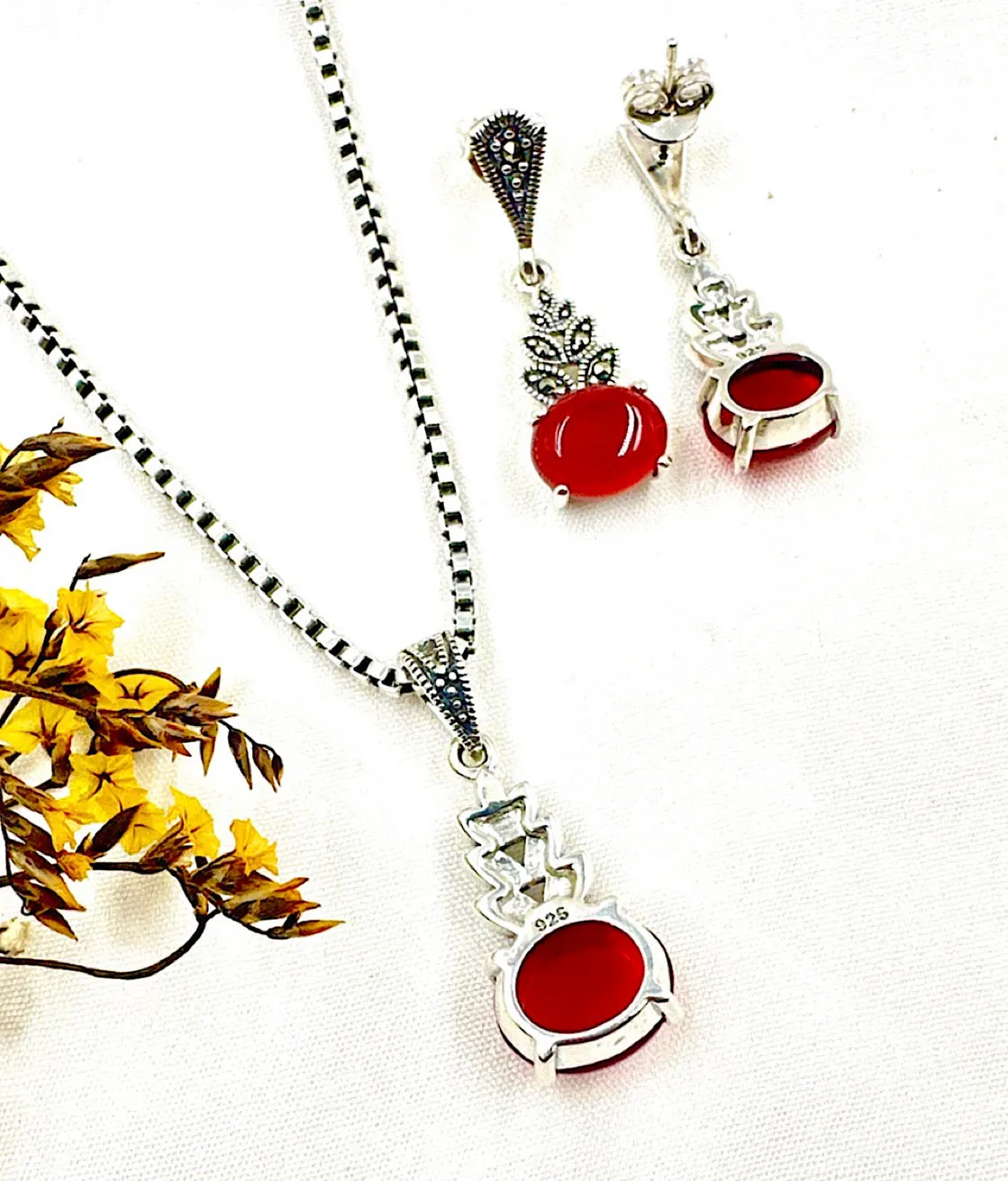 The Silver Marcasite Pendant Set