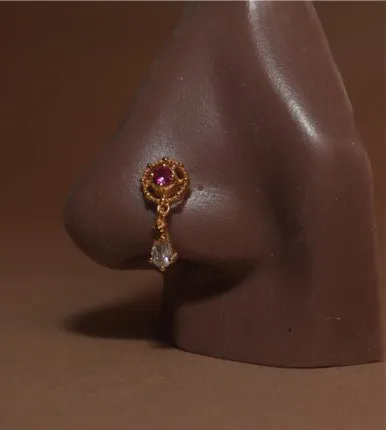 Unfazed Dangle Cz Nose Stud Piercing Jewelry