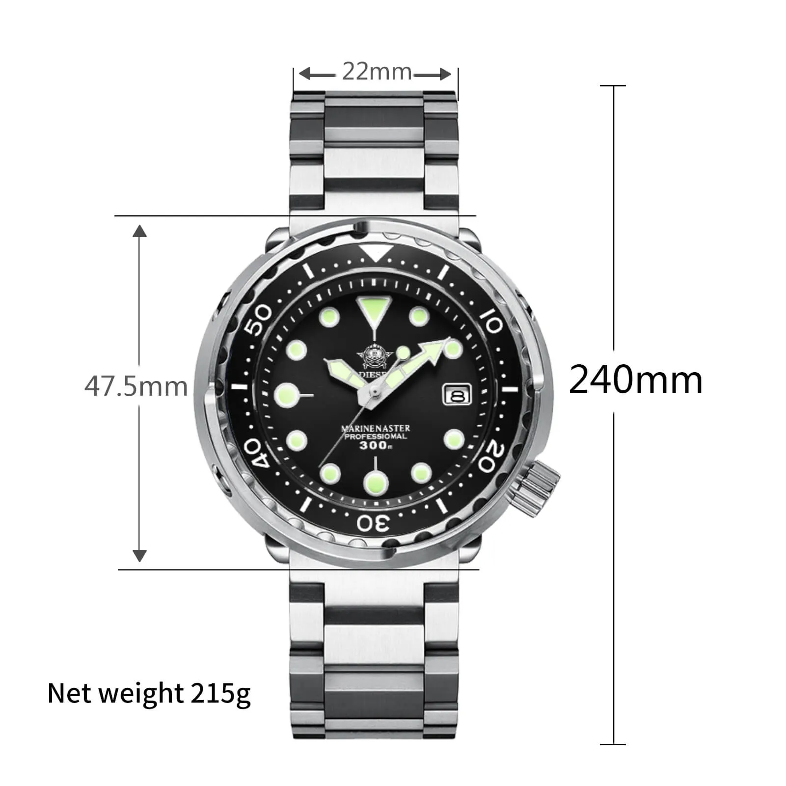 U.S. Warehouse -ADDIESDIVE® Tuna 300M Automatic Diver Watch Tuna Diver  ( MY-H5)