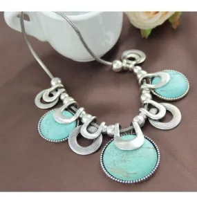 Vintage Chunky  Choker Ethnic Natural Stones  Statement Necklace- 2 colors