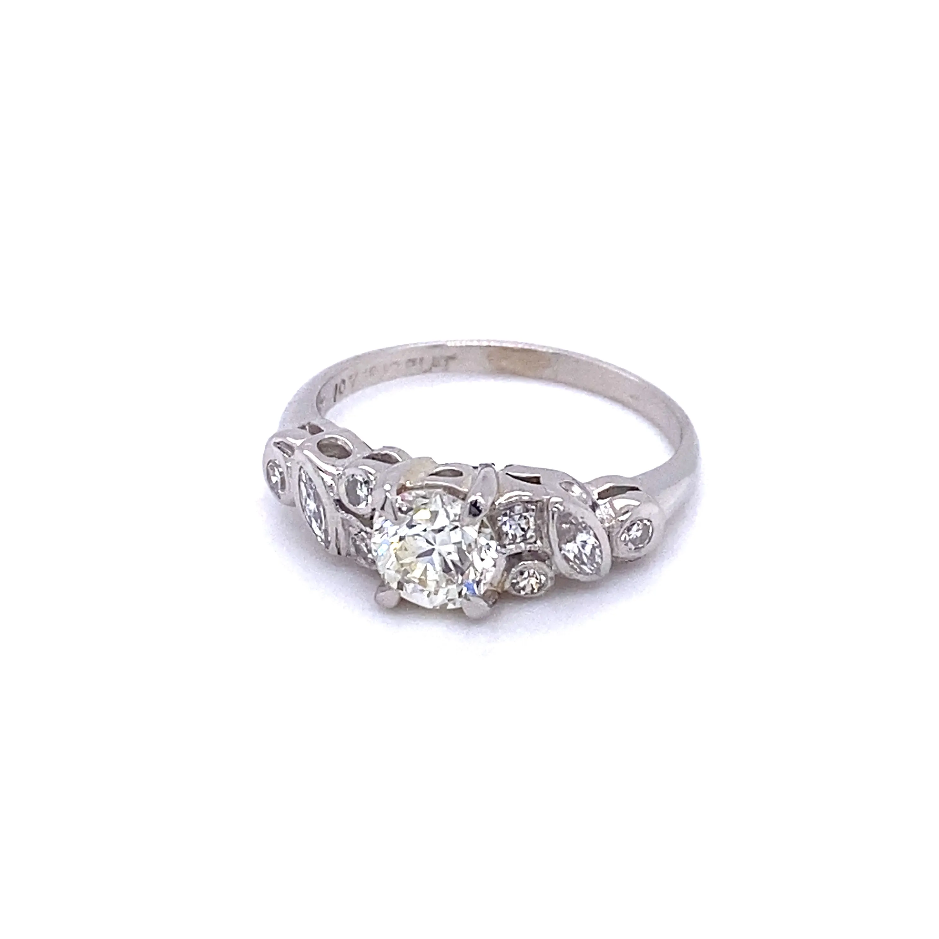 Vintage European Cut Diamond Platinum Cluster Ring