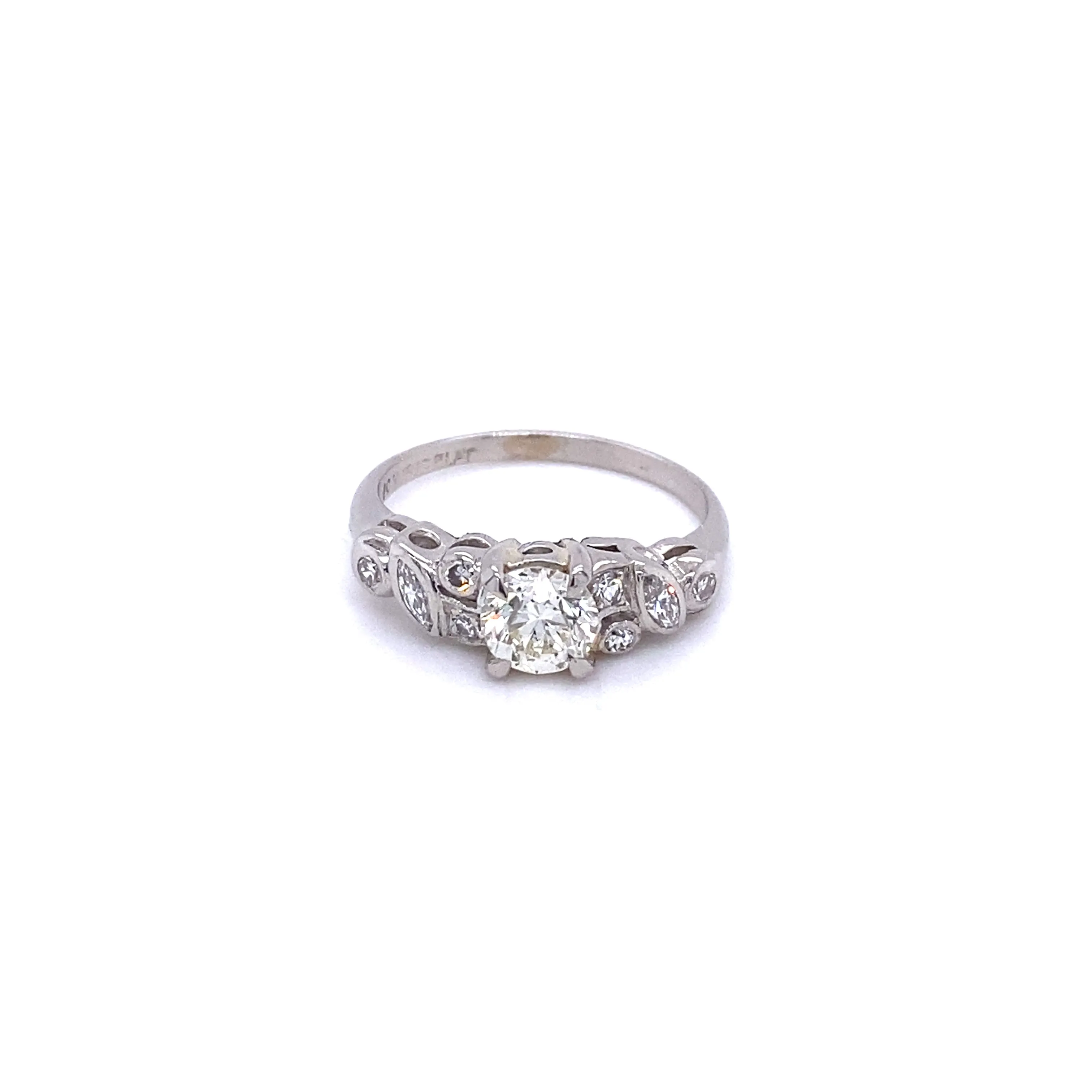 Vintage European Cut Diamond Platinum Cluster Ring