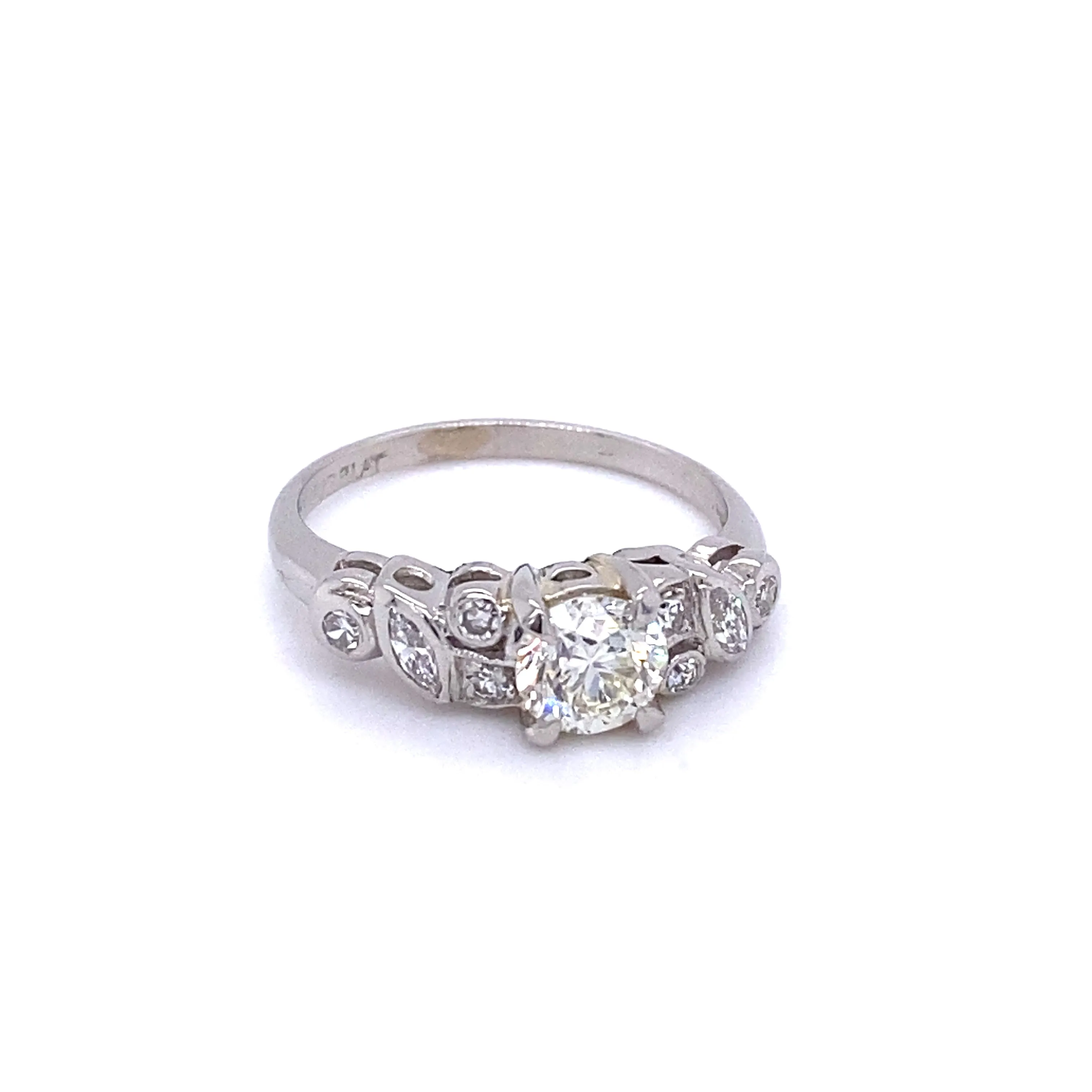 Vintage European Cut Diamond Platinum Cluster Ring